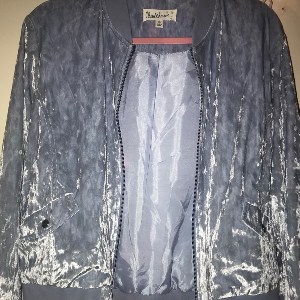 Light blue velvet bomber jacket  -BRAND NEW-